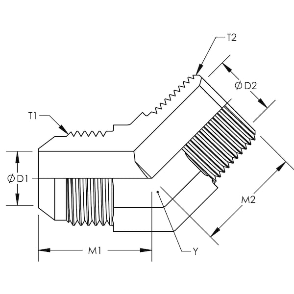 JIC To Male Pipe 45° Elbow Stainless Steel